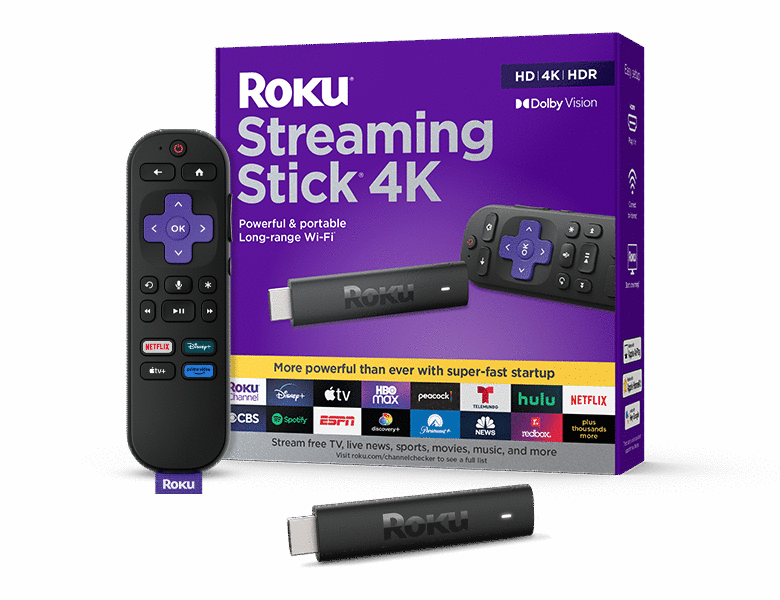 Roku Streaming Stick 4K and Voice Remote with retail box